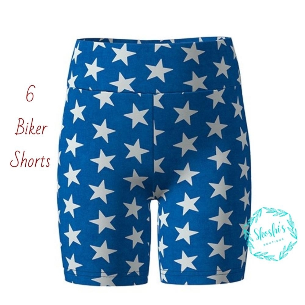 LuLaRoe Kids Blue Star Patterned Biker Shorts